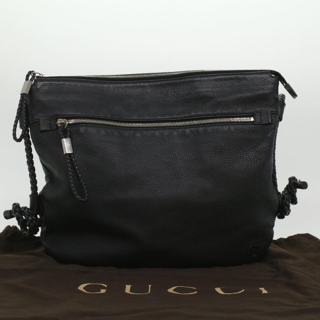 GUCCI Interlocking Shoulder Bag Leather Black 268244 33887