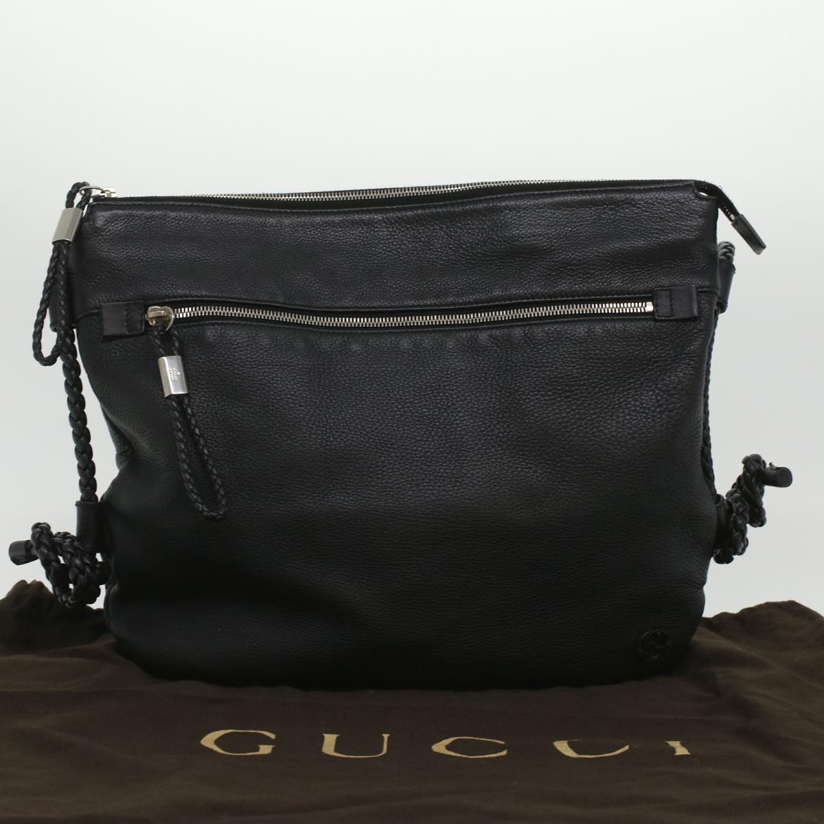 GUCCI Interlocking Shoulder Bag Leather Black 268244 33887