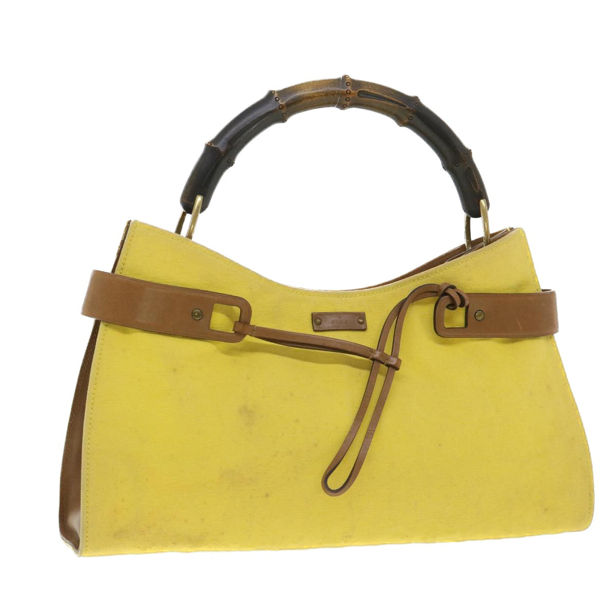 GUCCI Bamboo Shoulder Bag Canvas Yellow 33904