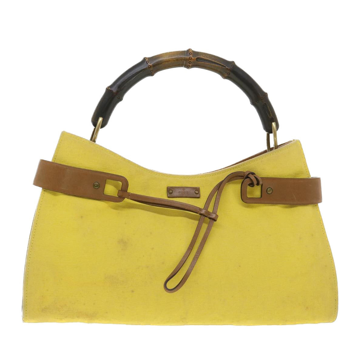 GUCCI Bamboo Shoulder Bag Canvas Yellow 33904