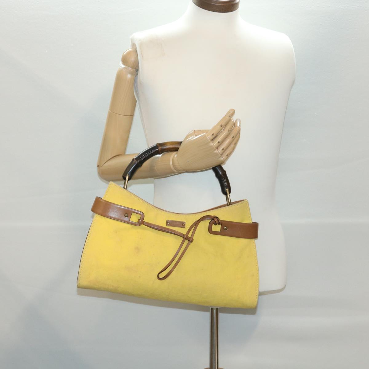 GUCCI Bamboo Shoulder Bag Canvas Yellow 33904