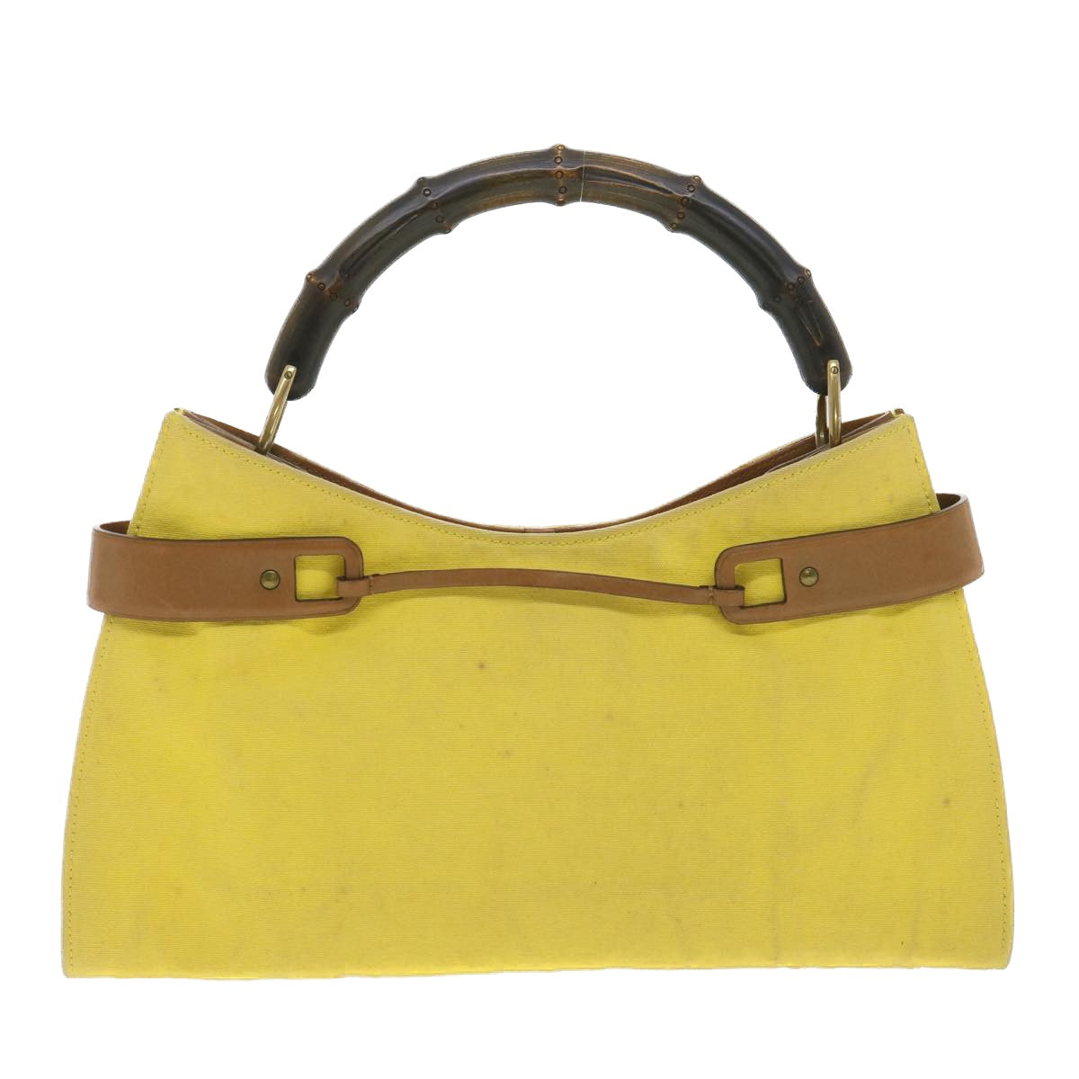 GUCCI Bamboo Shoulder Bag Canvas Yellow 33904