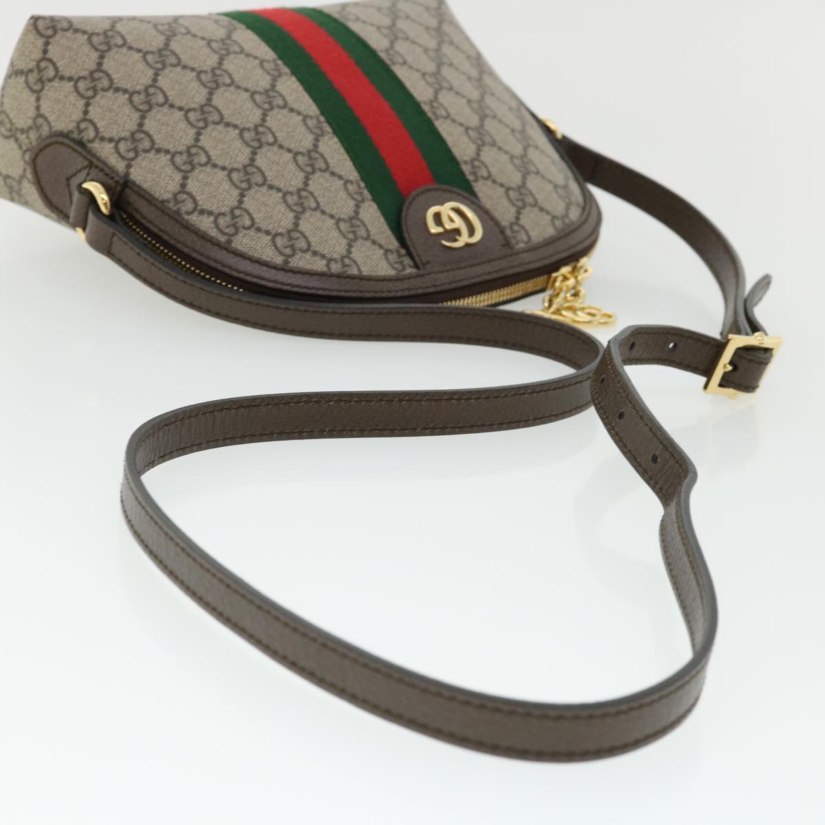 GUCCI GG Supreme Web Sherry Line Ofidia Shoulder Bag Beige Red 499621 33921A