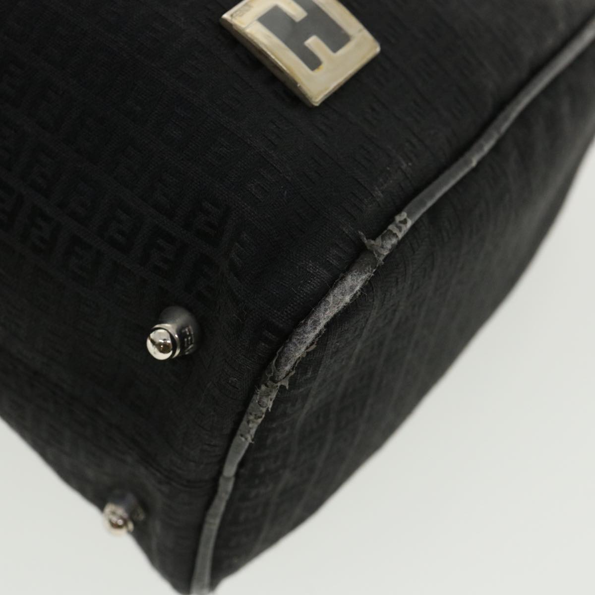 FENDI Zucchino Canvas Hand Bag Black 33935