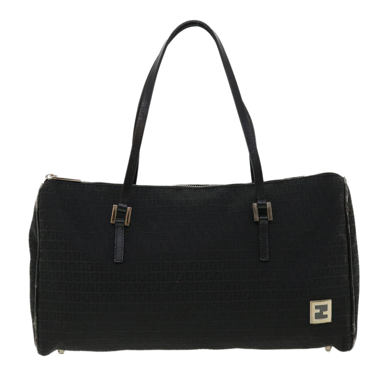 FENDI Zucchino Canvas Hand Bag Black 33935