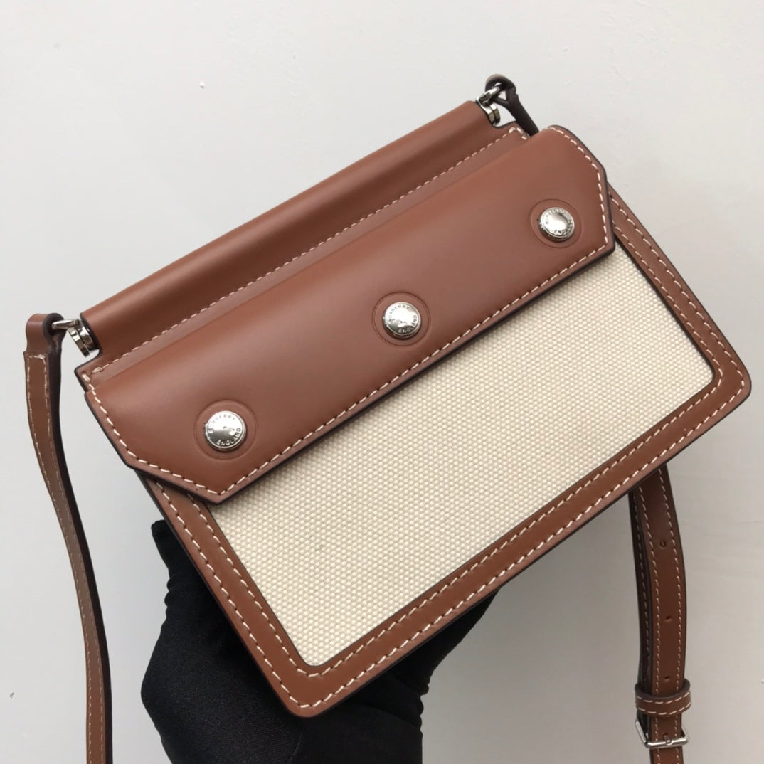 GLAMI Mini Horseferry Print Title Bag With Pocket Detail Malt Brown For Women, Bags 7.5in/19cm 80146111