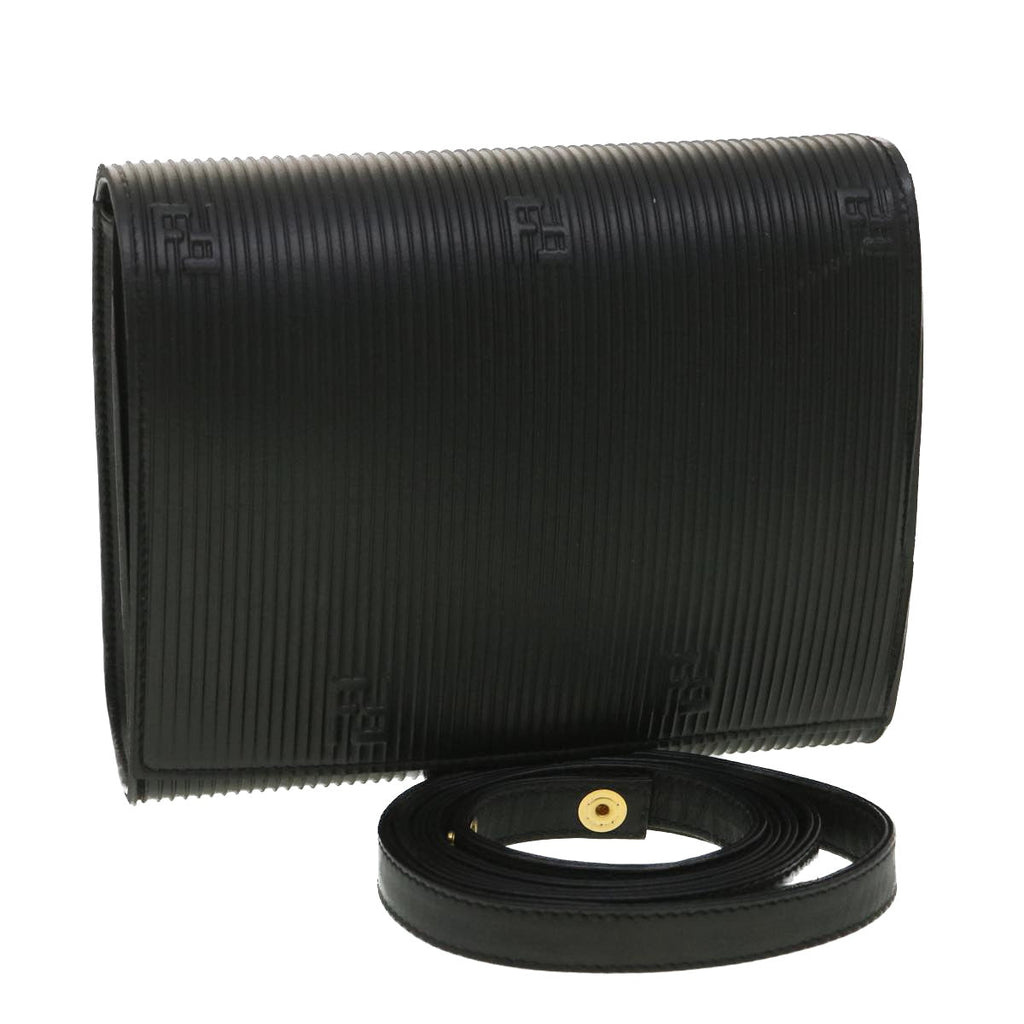 FENDI Shoulder Bag Leather Black 34011