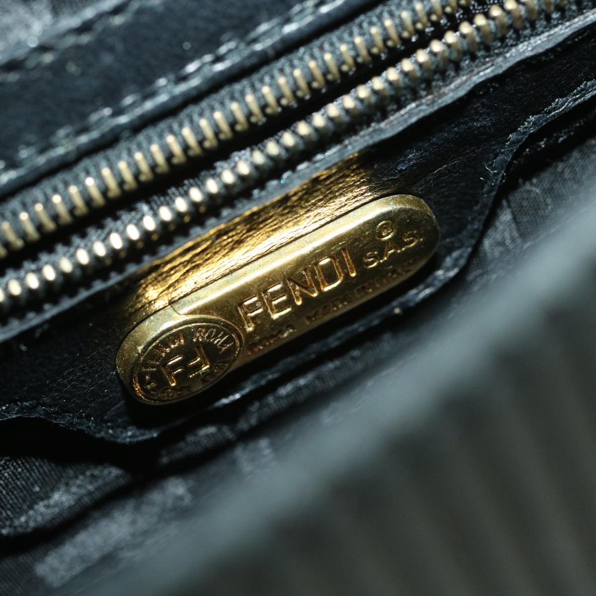FENDI Shoulder Bag Leather Black 34011