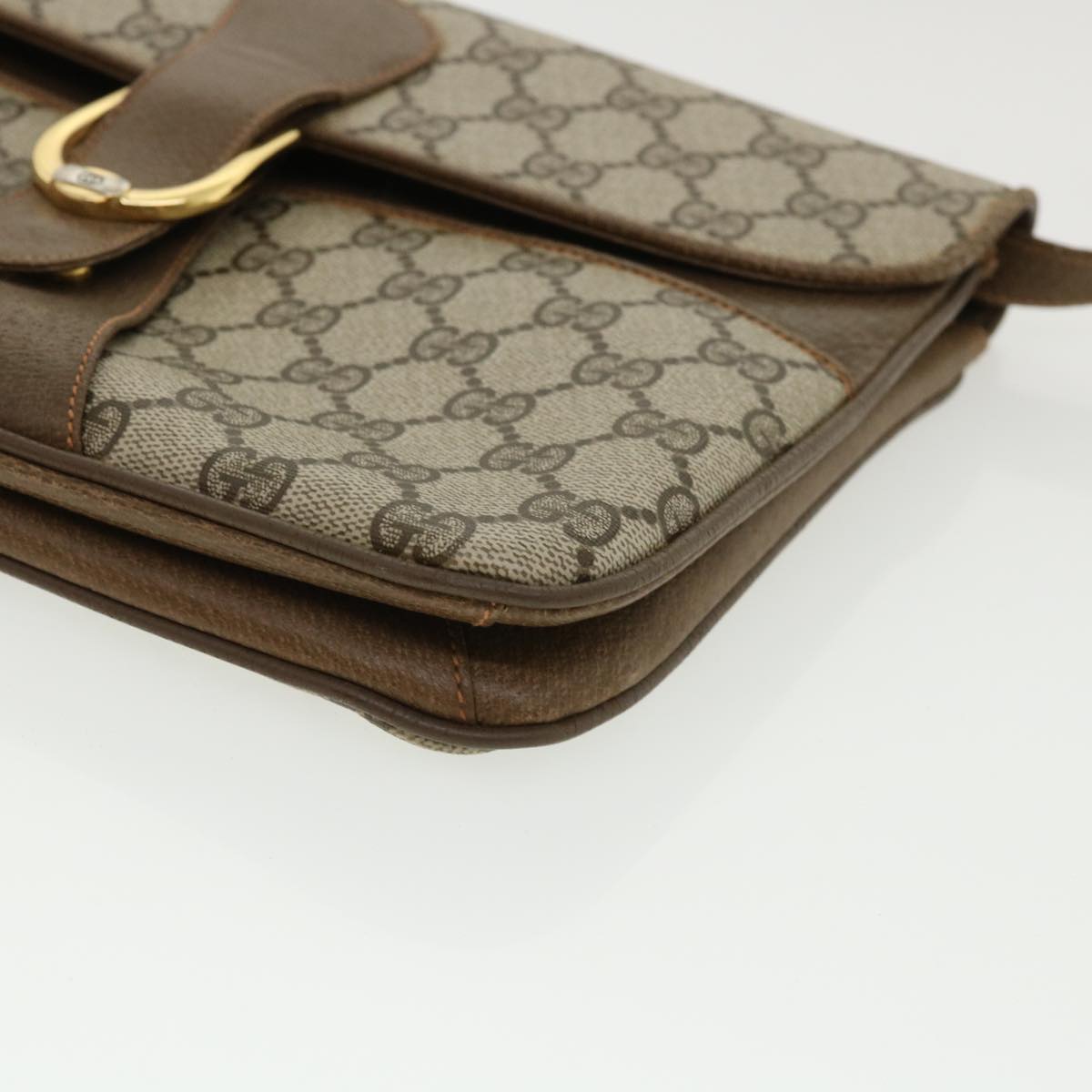 GUCCI GG Canvas Shoulder Bag PVC Leather Beige 34027