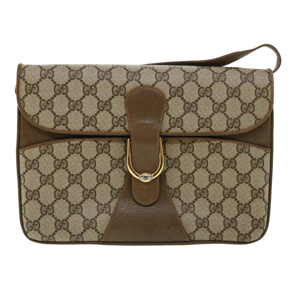 GUCCI GG Canvas Shoulder Bag PVC Leather Beige 34027