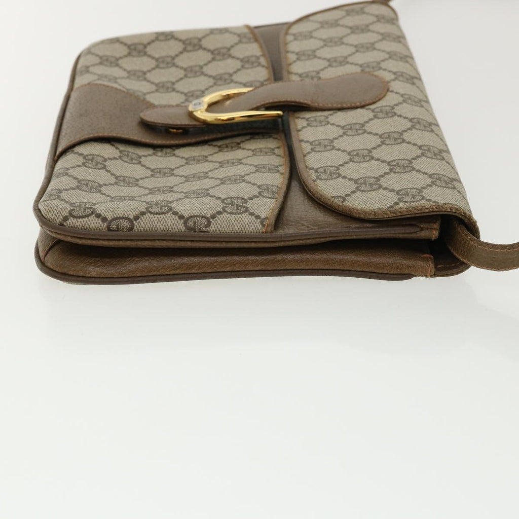 GUCCI GG Canvas Shoulder Bag PVC Leather Beige 34027
