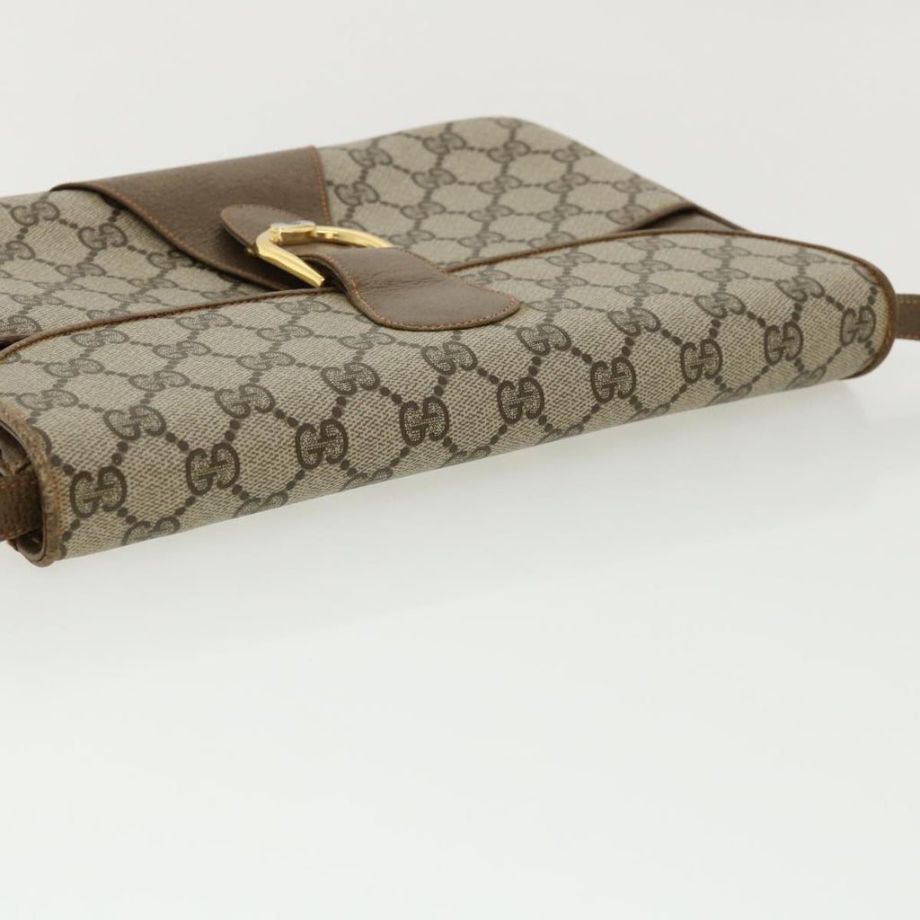 GUCCI GG Canvas Shoulder Bag PVC Leather Beige 34027