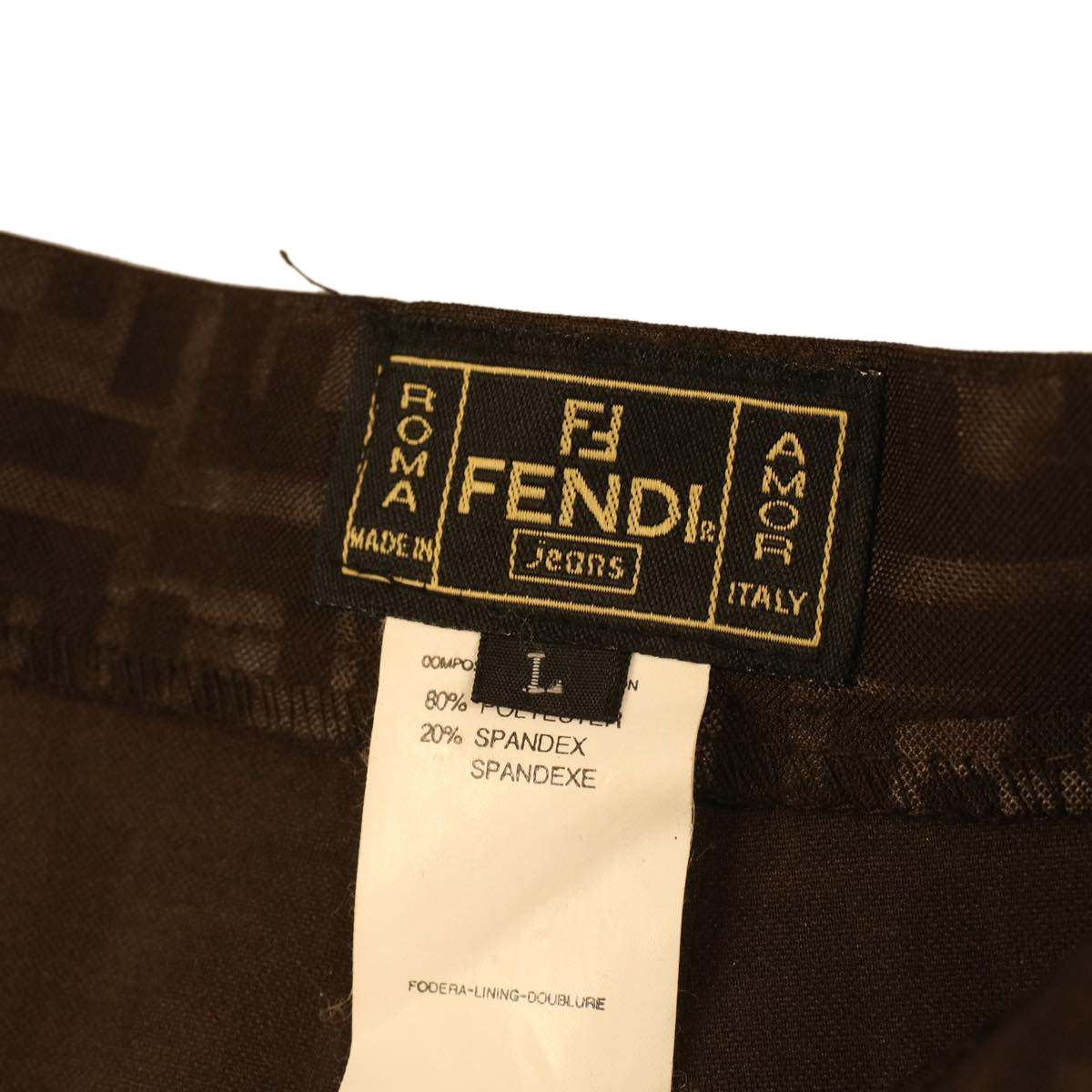 FENDI Zucca Canvas Pants polyester spandex L Brown 34069