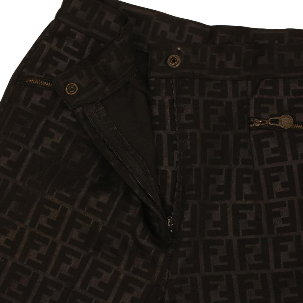 FENDI Zucca Canvas Pants polyester spandex L Black 34070
