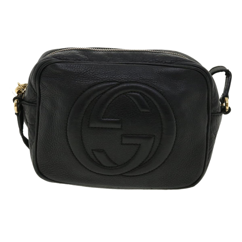 GUCCI Soho Shoulder Bag Leather Black 308364 34091