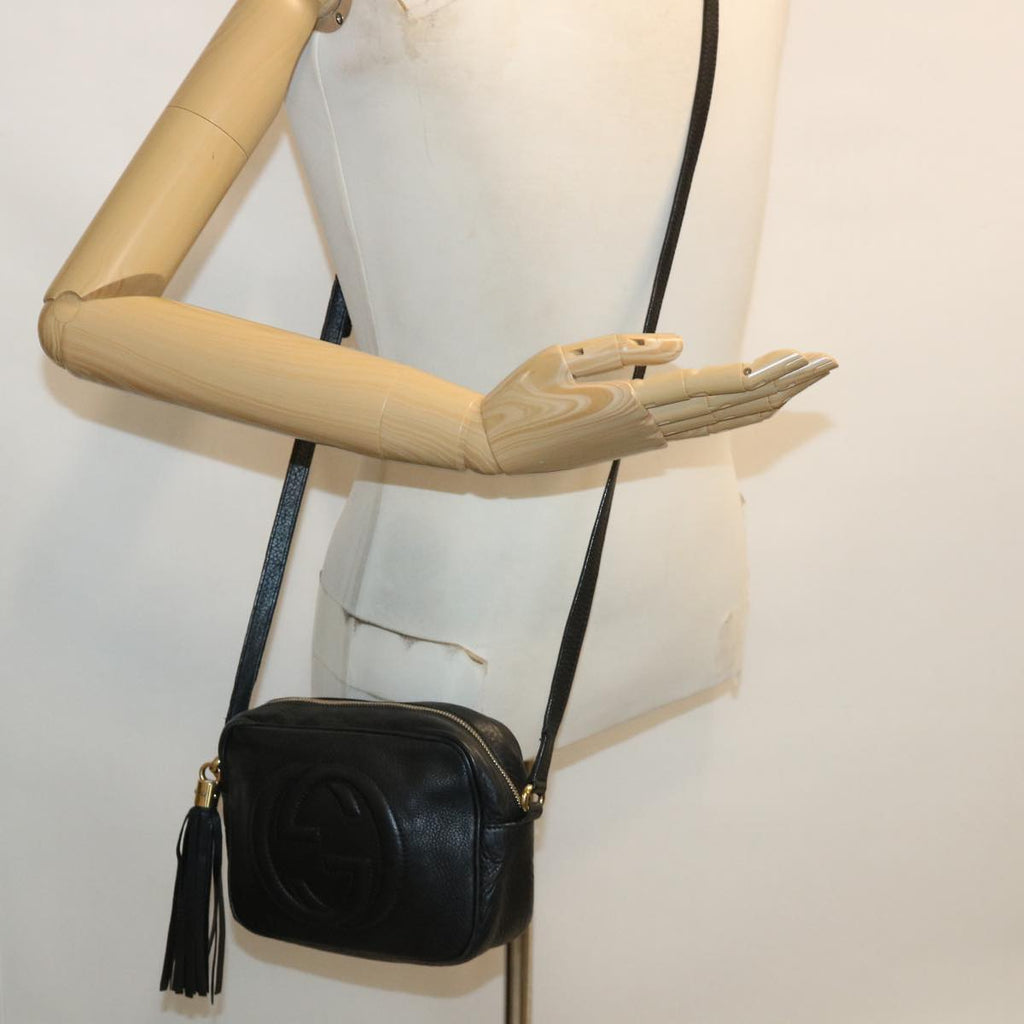 GUCCI Soho Shoulder Bag Leather Black 308364 34091