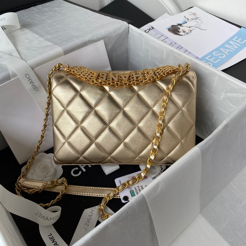CHLFlap Bag Small Gold Bag For Women 15cm/6in