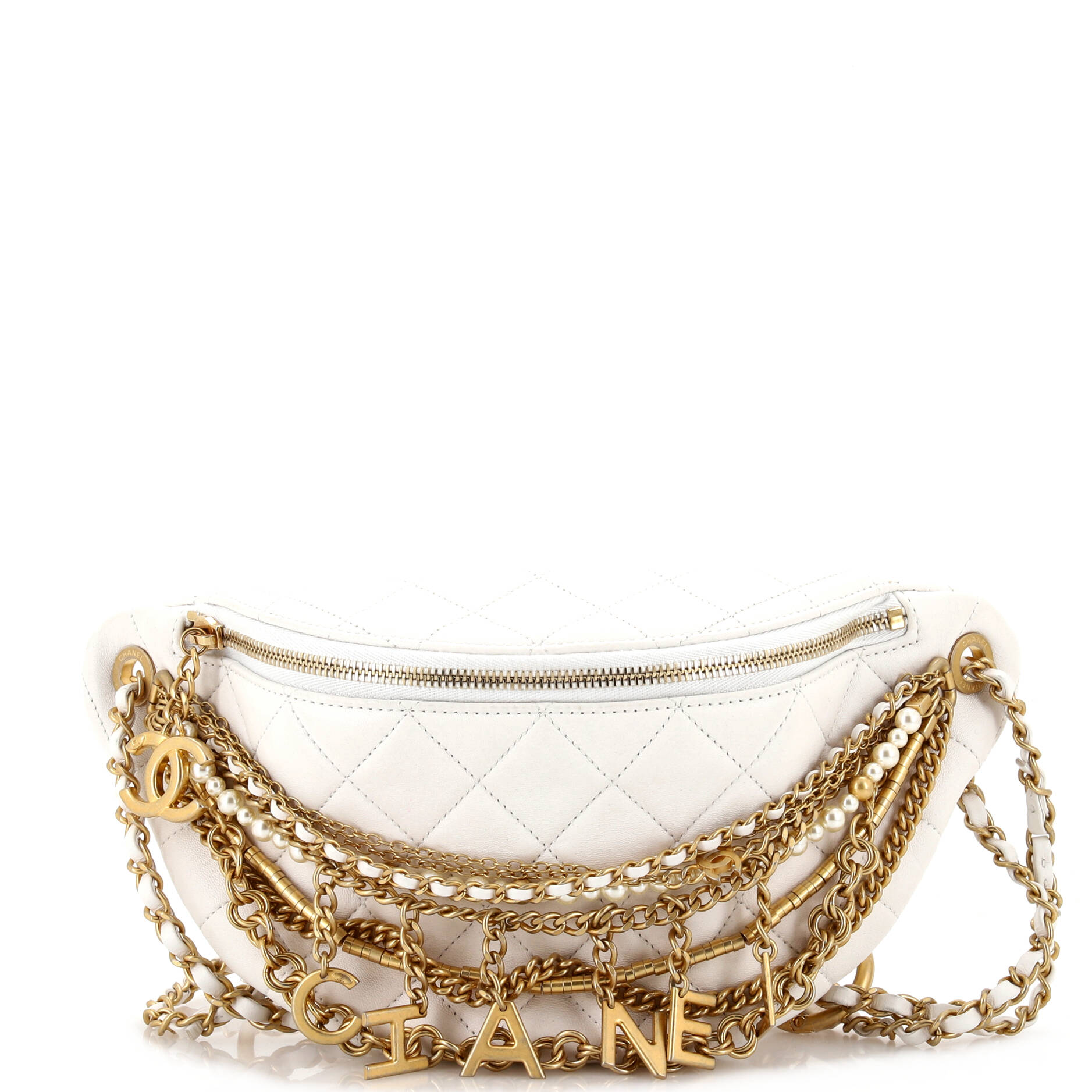 CHANEL All About Chains Waist Bag Quilted Lambskin