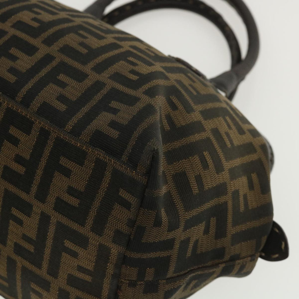 FENDI Zucca Canvas Hand Bag Brown Black 34311