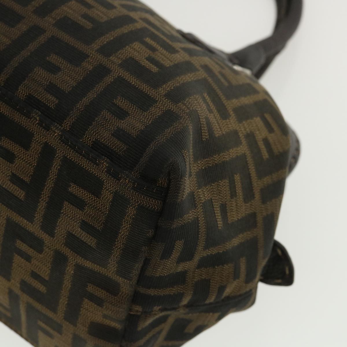 FENDI Zucca Canvas Hand Bag Brown Black 34311
