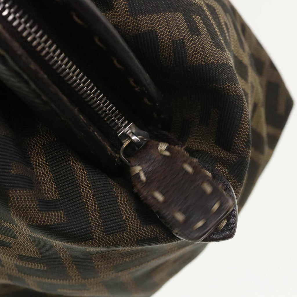 FENDI Zucca Canvas Hand Bag Brown Black 34311