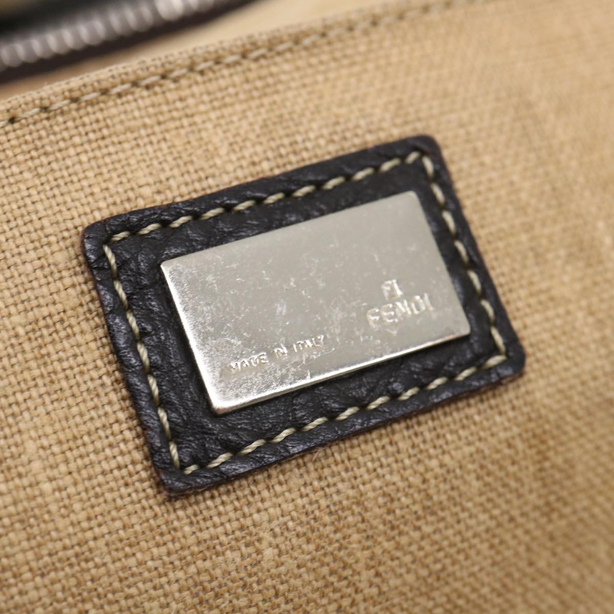 FENDI Zucca Canvas Hand Bag Brown Black 34311