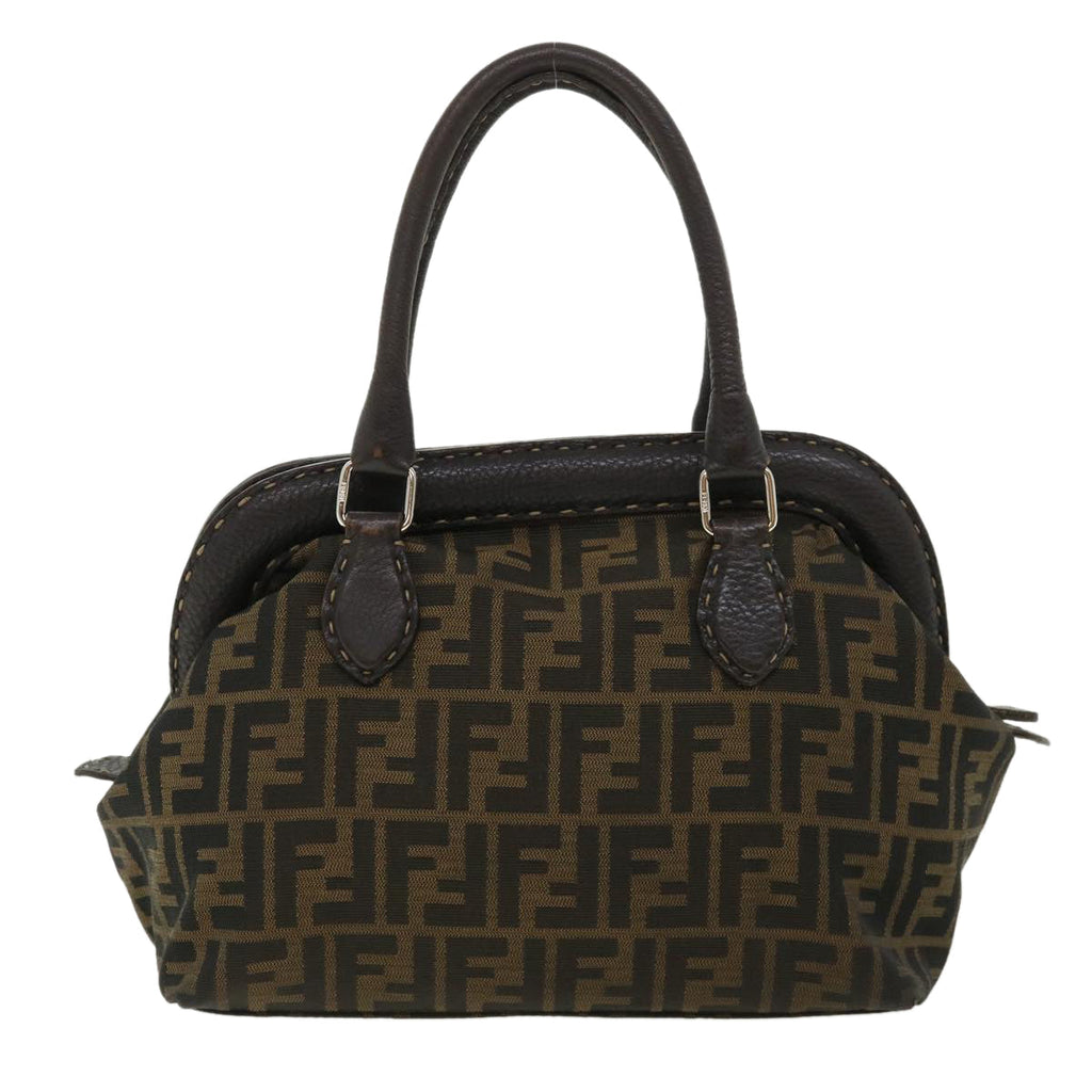 FENDI Zucca Canvas Hand Bag Brown Black 34311