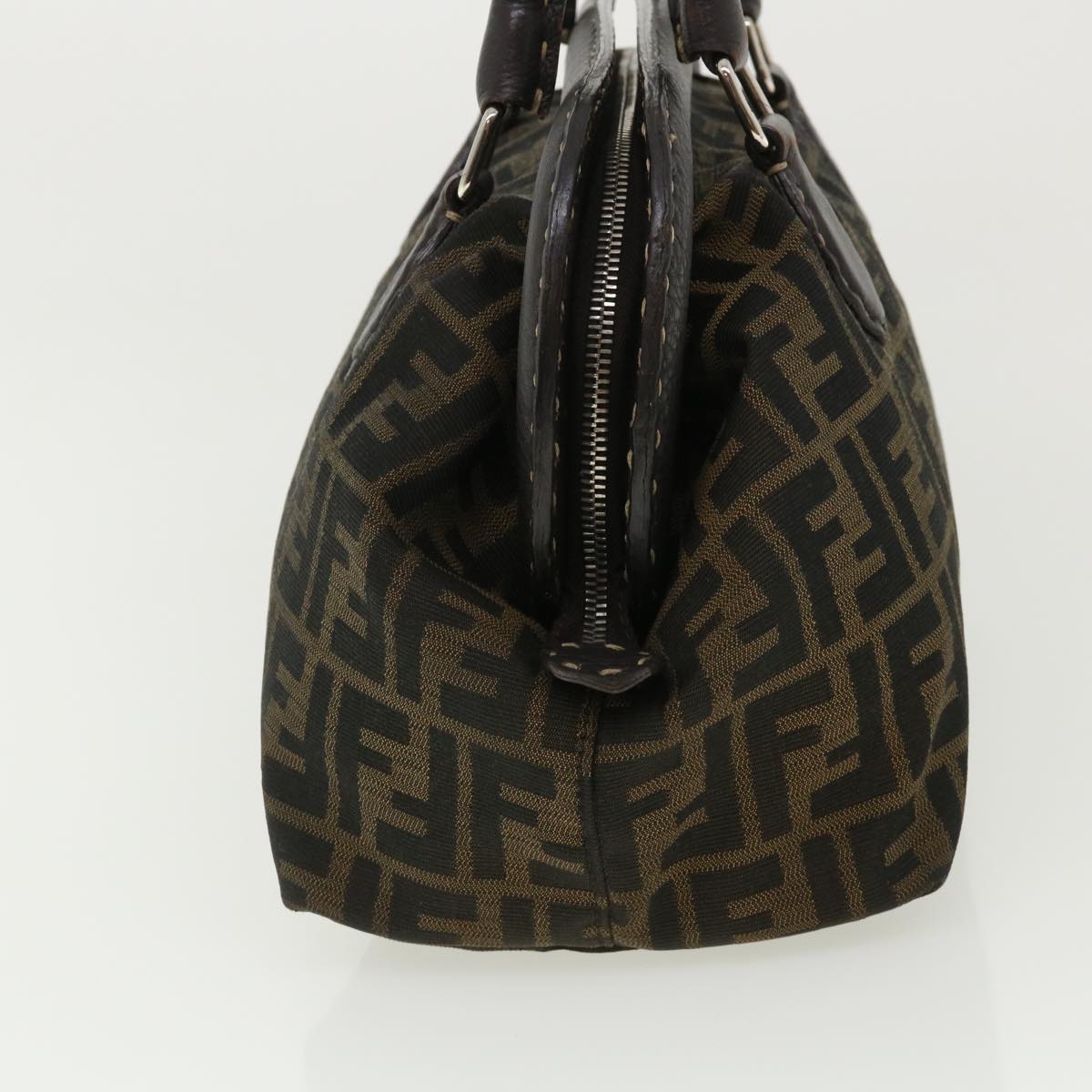 FENDI Zucca Canvas Hand Bag Brown Black 34311