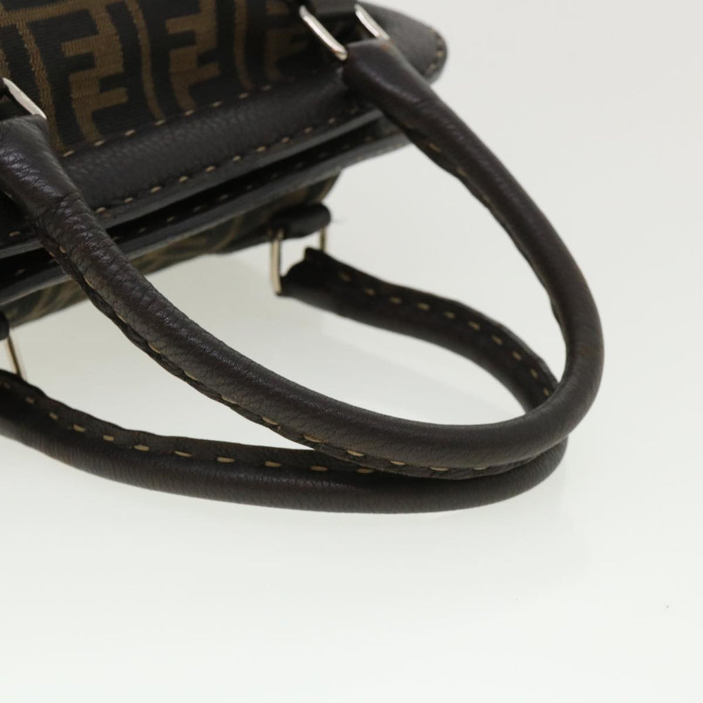 FENDI Zucca Canvas Hand Bag Brown Black 34311