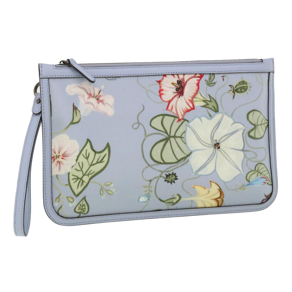 GUCCI botanical illustration Clutch Bag Canvas Blue 379277 34316