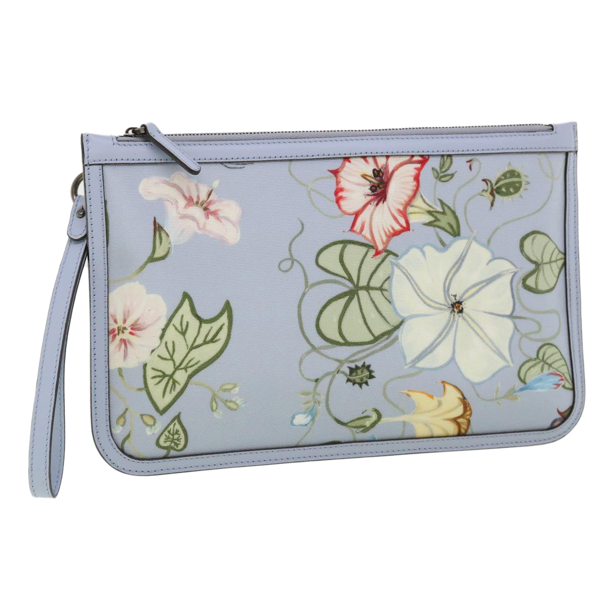 GUCCI botanical illustration Clutch Bag Canvas Blue 379277 34316