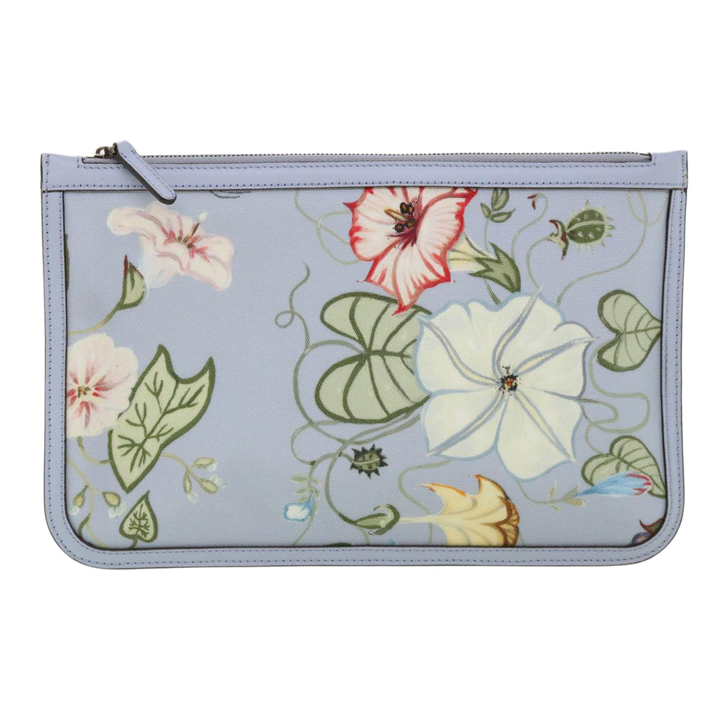 GUCCI botanical illustration Clutch Bag Canvas Blue 379277 34316