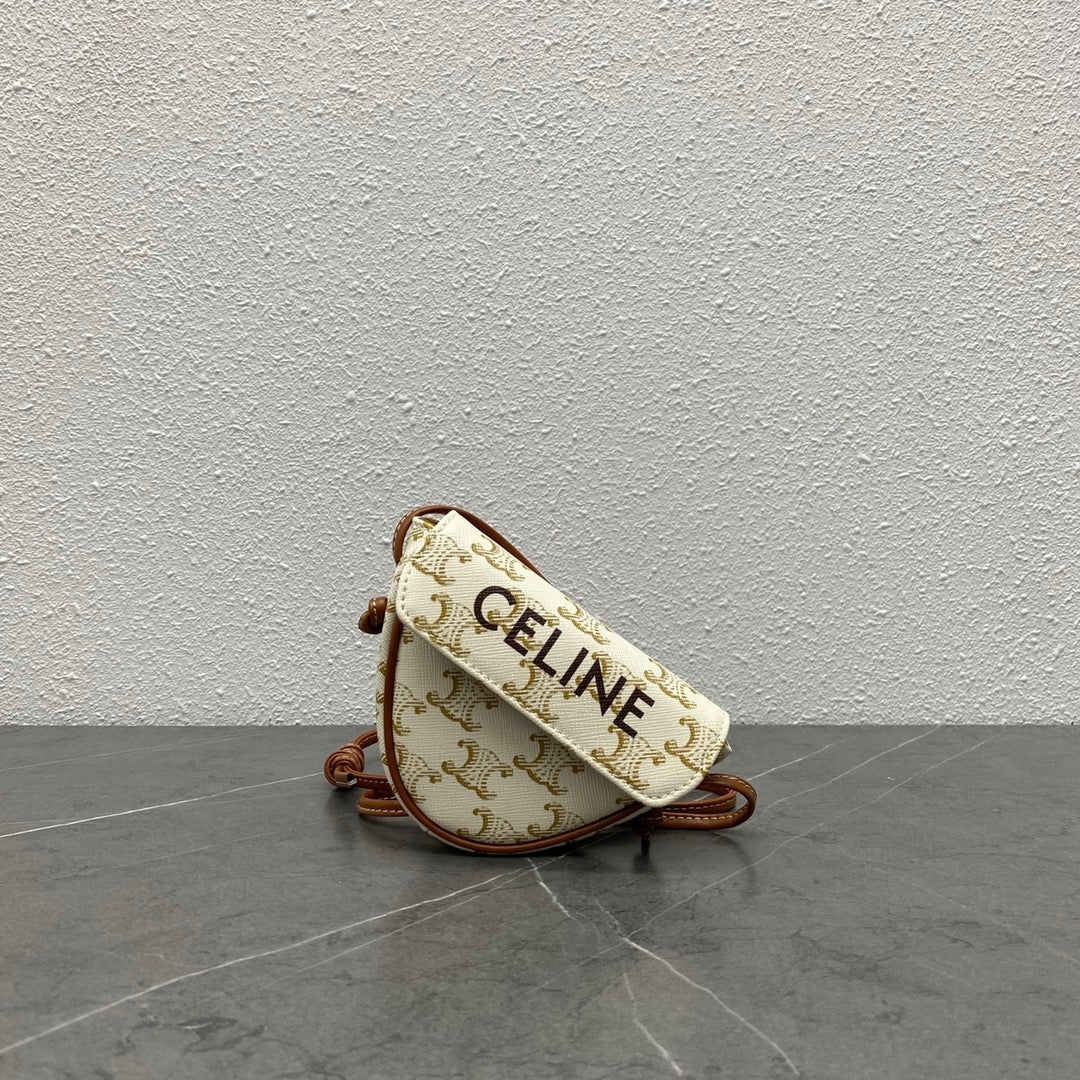 GLAMI Mini Triangle In Triomphe Canvas With GLAMI Print White For Women 8in/21cmÃƒâ€šÃ‚Â 