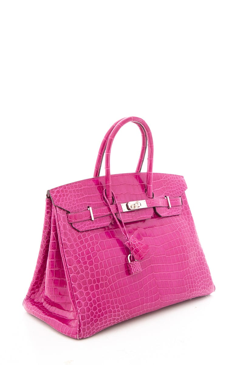 HermÃƒÆ’Ã‚Â¨s Birkin 35 Rose Shocking Crocodile Handbag