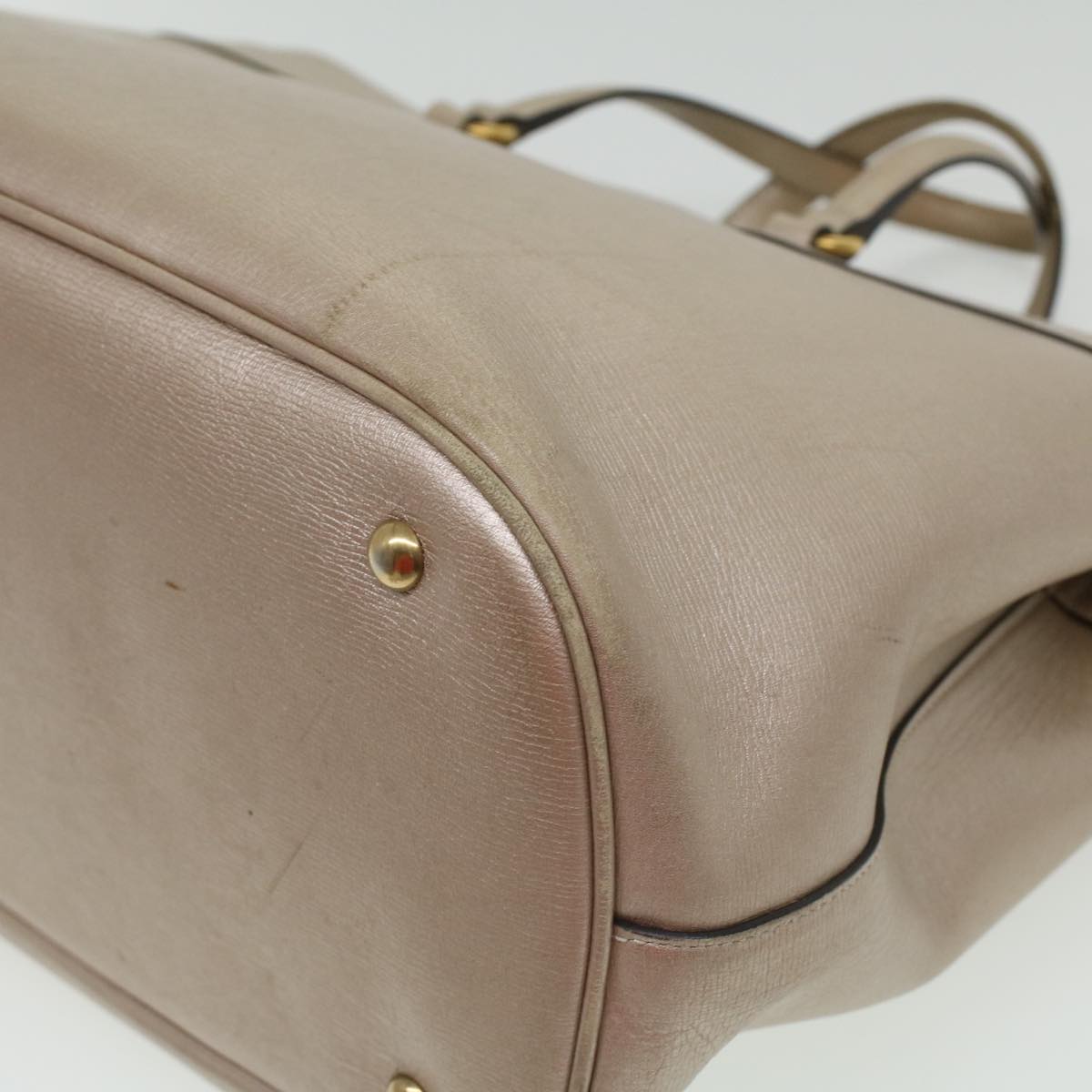 GUCCI Horse Bit GG Canvas Hand Bag Leather 2way Gold Beige 320903 34589
