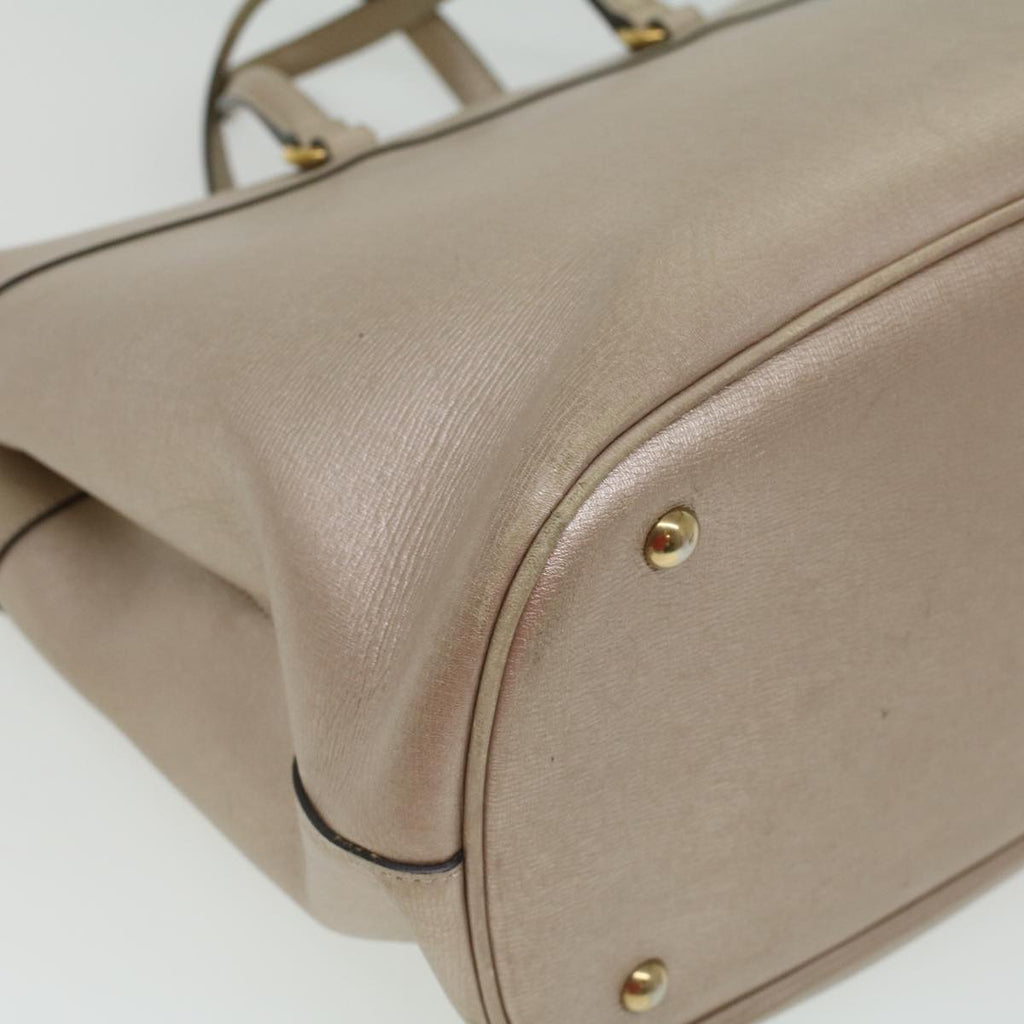 GUCCI Horse Bit GG Canvas Hand Bag Leather 2way Gold Beige 320903 34589