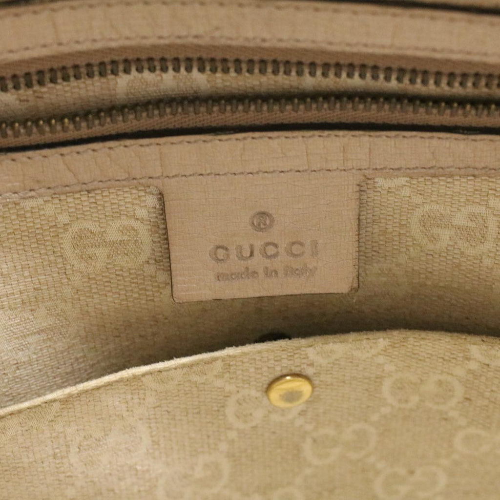 GUCCI Horse Bit GG Canvas Hand Bag Leather 2way Gold Beige 320903 34589