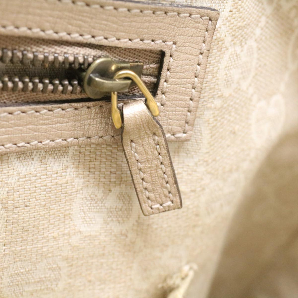 GUCCI Horse Bit GG Canvas Hand Bag Leather 2way Gold Beige 320903 34589