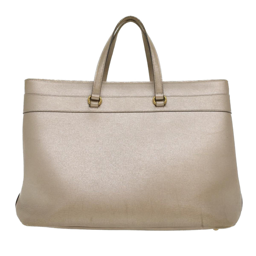 GUCCI Horse Bit GG Canvas Hand Bag Leather 2way Gold Beige 320903 34589
