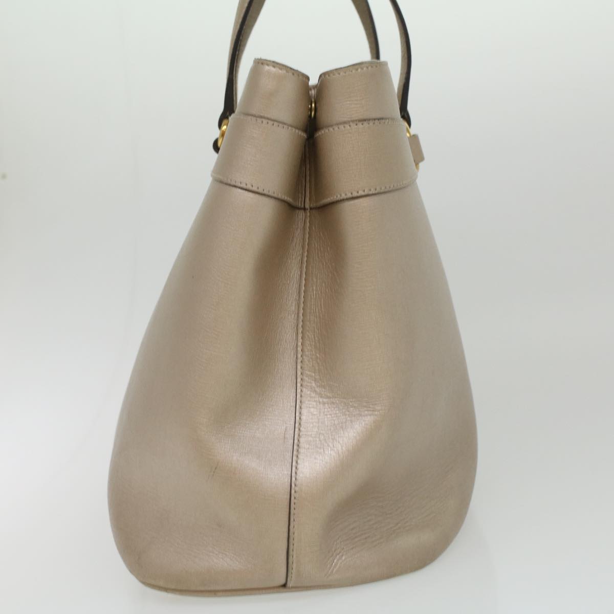 GUCCI Horse Bit GG Canvas Hand Bag Leather 2way Gold Beige 320903 34589