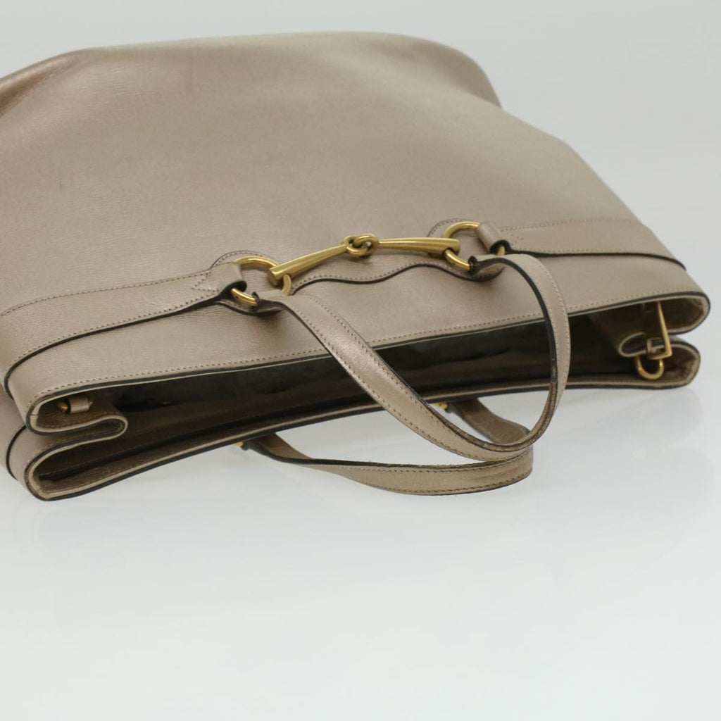 GUCCI Horse Bit GG Canvas Hand Bag Leather 2way Gold Beige 320903 34589