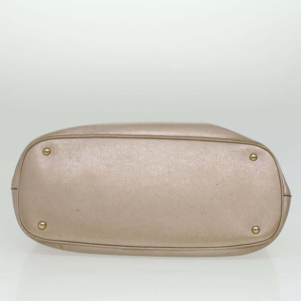 GUCCI Horse Bit GG Canvas Hand Bag Leather 2way Gold Beige 320903 34589