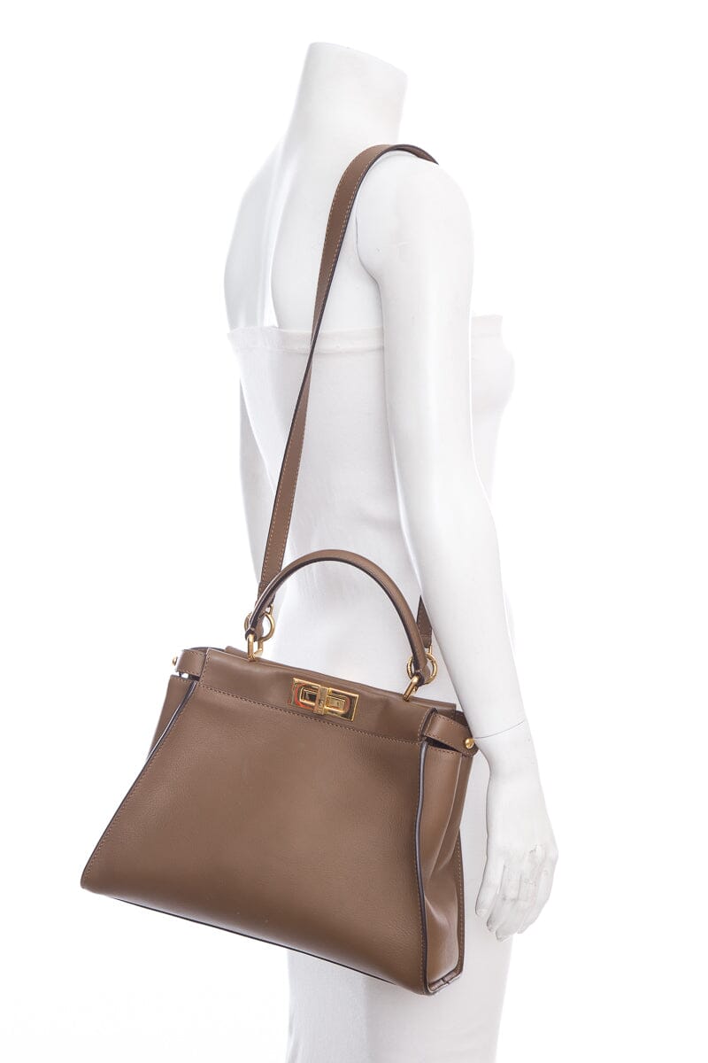 Fendi Brown Leather Peak-A-Boo Handbag