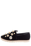 Mercedes Castillo Black Velvet & Pearl Detail Slip On Sneakers SZ 39