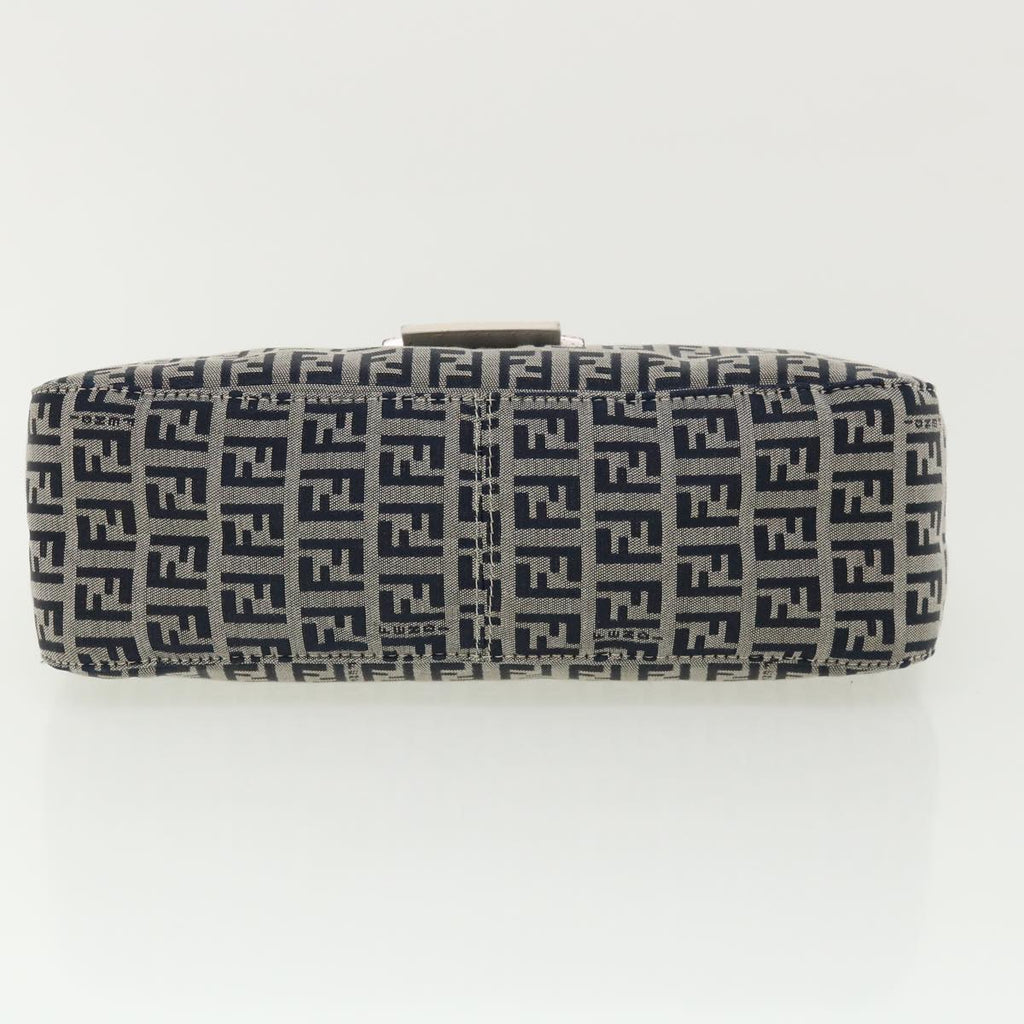 FENDI Zucchino Canvas Shoulder Bag Navy 34615