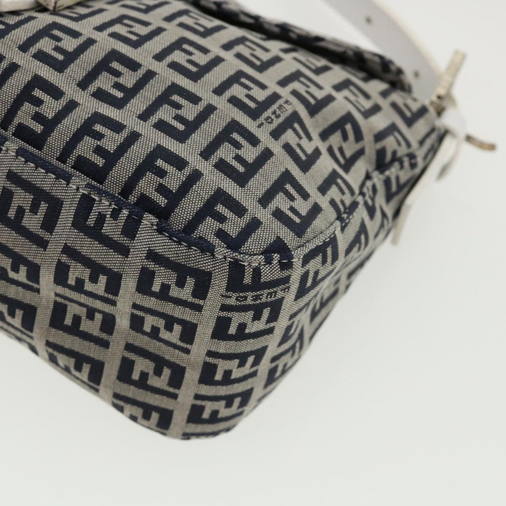 FENDI Zucchino Canvas Shoulder Bag Navy 34615