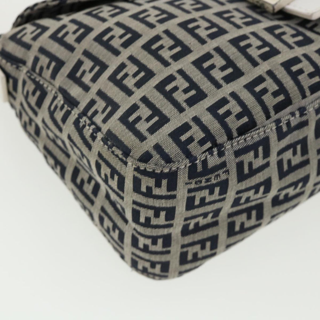 FENDI Zucchino Canvas Shoulder Bag Navy 34615