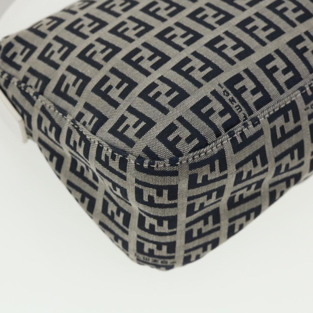 FENDI Zucchino Canvas Shoulder Bag Navy 34615