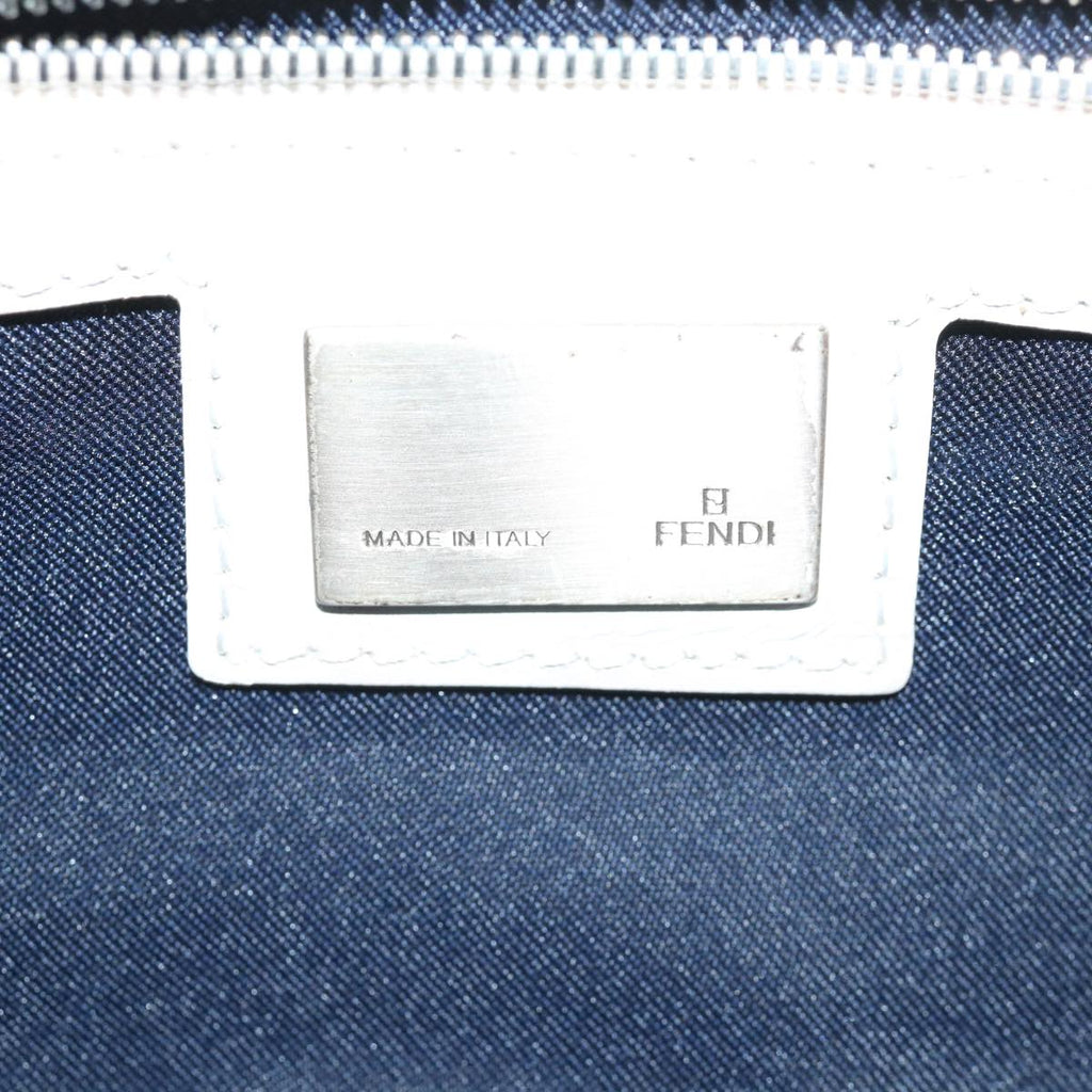 FENDI Zucchino Canvas Shoulder Bag Navy 34615