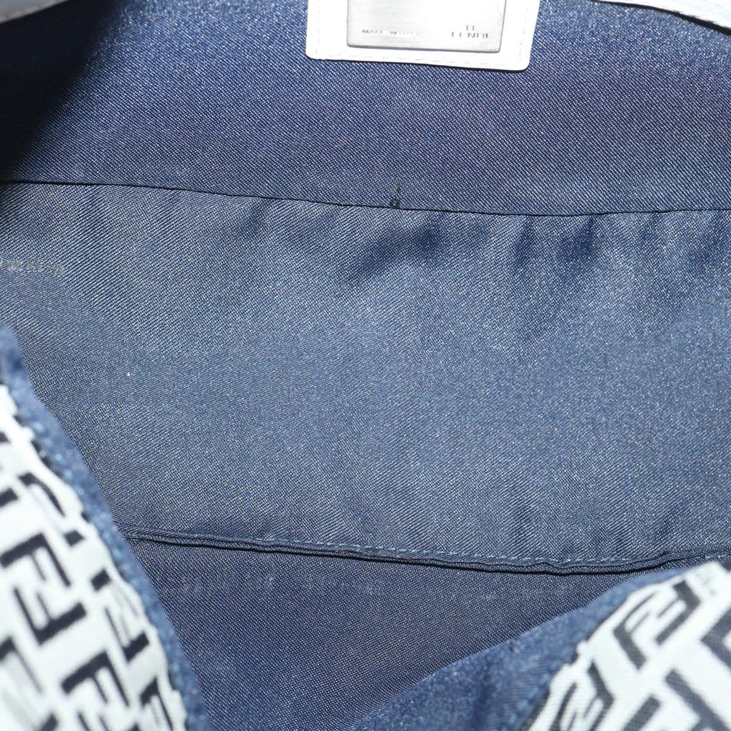 FENDI Zucchino Canvas Shoulder Bag Navy 34615